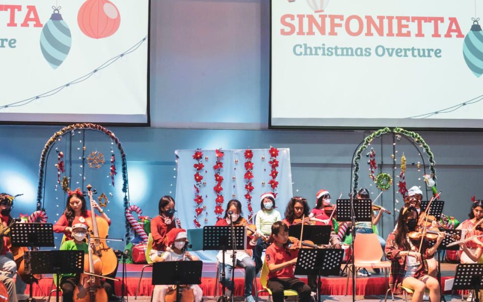 Music Orchestra students performing during Christmas assembly